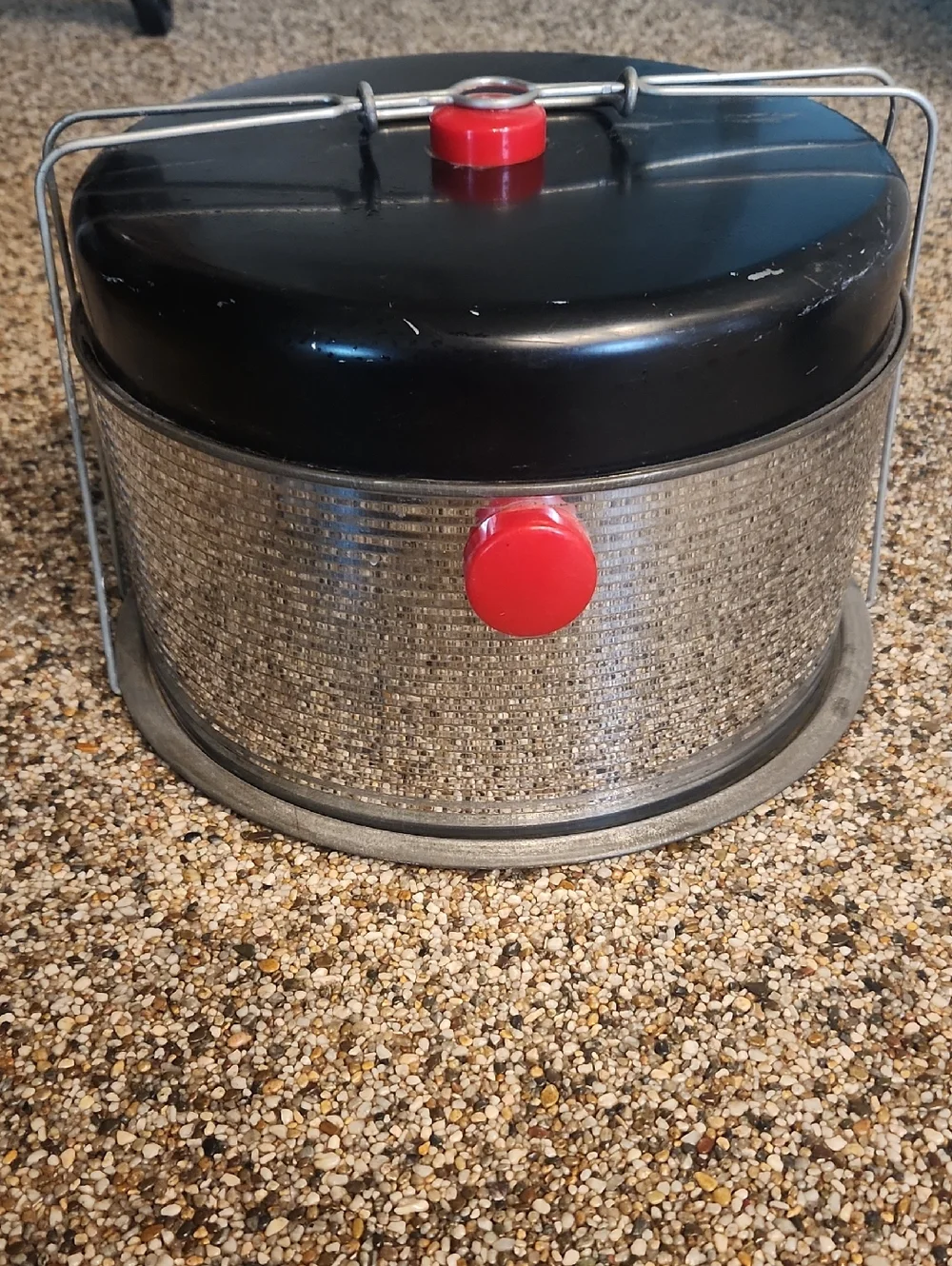 Vintage Metal‎ Cake Carrier with Red Accents
